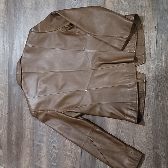 Stunning like new brown 100% real leather jacket women's size 12 Bianca Nygard - Picture 6 of 8